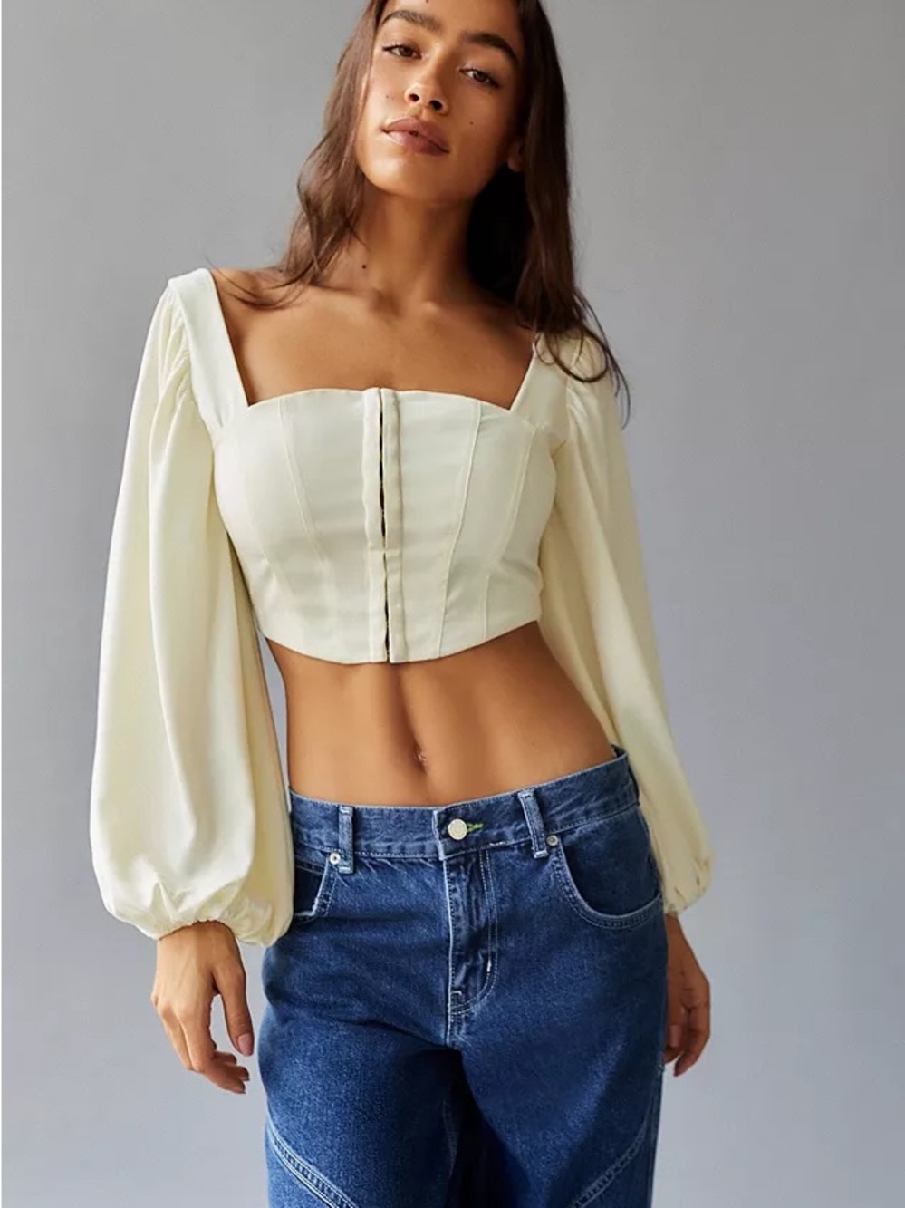 Urban outfitters cream Maddie bustier cropped blouse